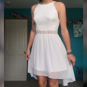 White Lacey and Flowy Mini Dress